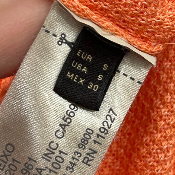 Massimo Dutti Orange Italian Yarn Viscose Blend Asymmetrical Light Tee Sz Small - Picture 6 of 9